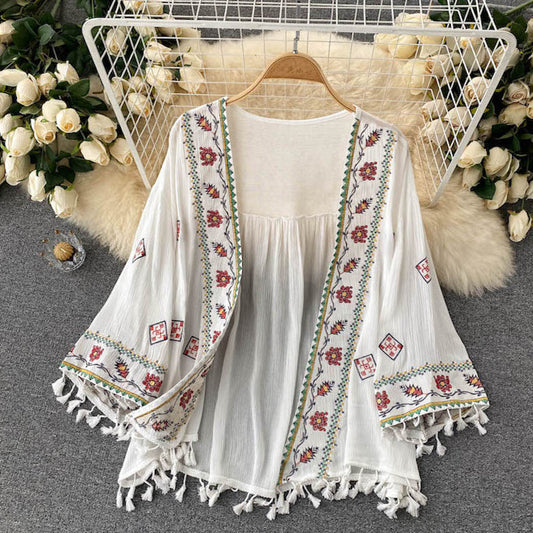 Embroidered cardigan for women | Intricate floral embroidery, stylish outerwear | Shop Sartona