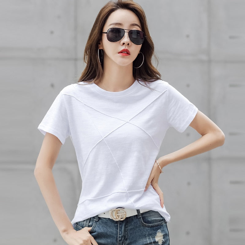 Cotton Bamboo Ribbed T-Shirt for Women