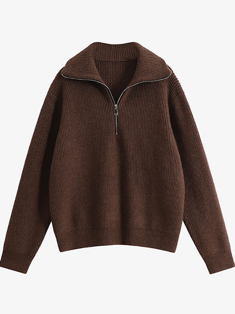 Turtleneck zipper sweater for women | Stylish and versatile knitwear | Shop Sartona