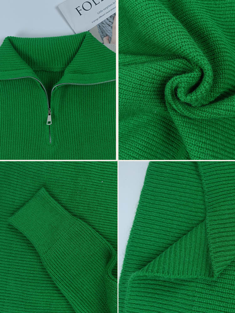 Turtleneck Zipper Sweater For Women
