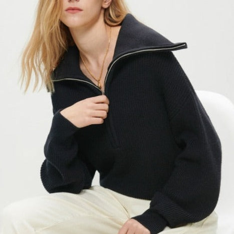 Turtleneck zipper sweater for women | Stylish and versatile knitwear | Shop Sartona