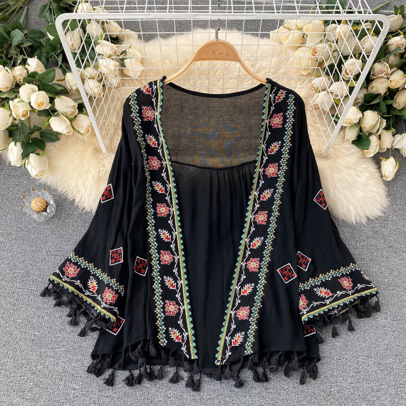 Embroidered cardigan for women | Intricate floral embroidery, stylish outerwear | Shop Sartona