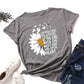 Floral and Letter Graphic Short Sleeve Cotton T Shirt