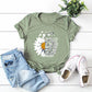 Floral and Letter Graphic Short Sleeve Cotton T Shirt