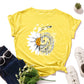 Floral and Letter Graphic Short Sleeve Cotton T Shirt