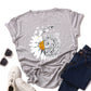 Floral and Letter Graphic Short Sleeve Cotton T Shirt